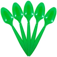 JAM Paper Green Big Party Pack Plastic Disposable Spoons, 100ct.