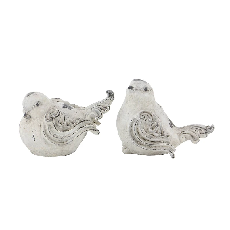 Tan Stone Country Garden Bird Sculpture Set