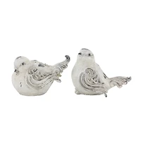 Tan Stone Country Garden Bird Sculpture Set