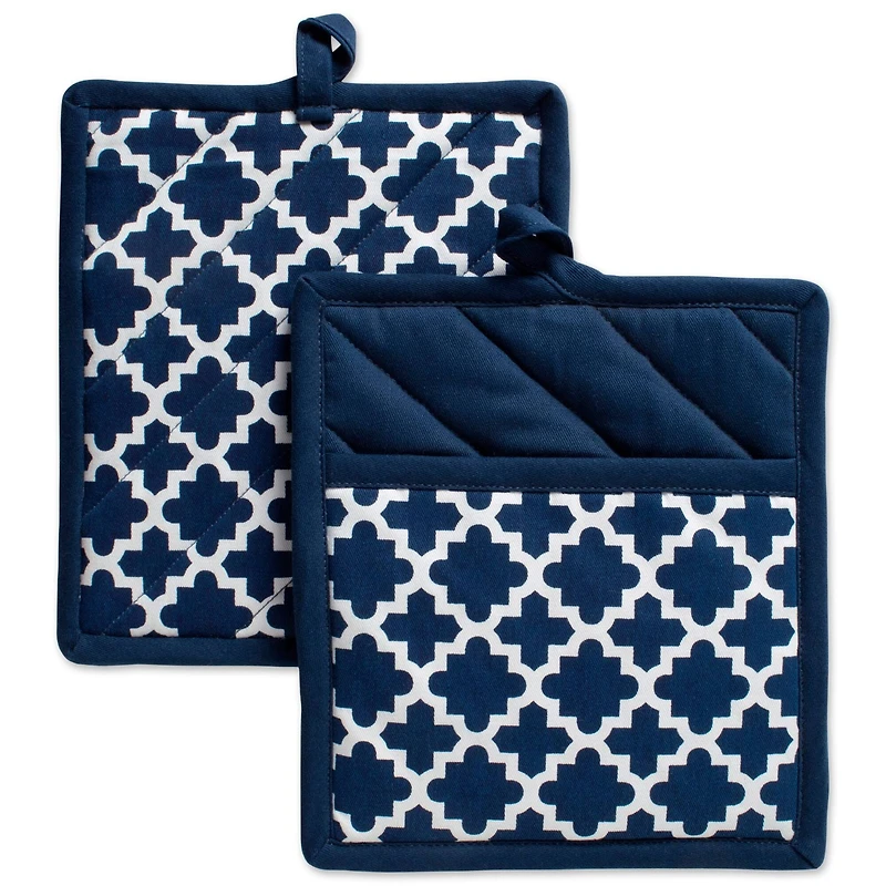 DII® Nautical Blue Lattice Potholder Set