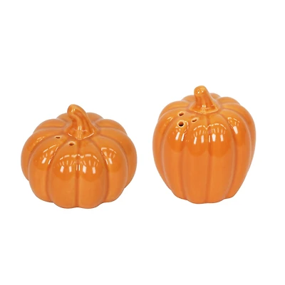Mini Orange Pumpkin Ceramic Salt & Pepper Shaker Set by Ashland®