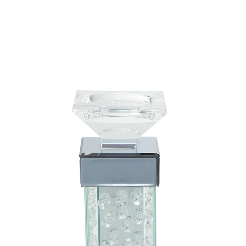 15'' Gray Glass Glam Candlestick Holder
