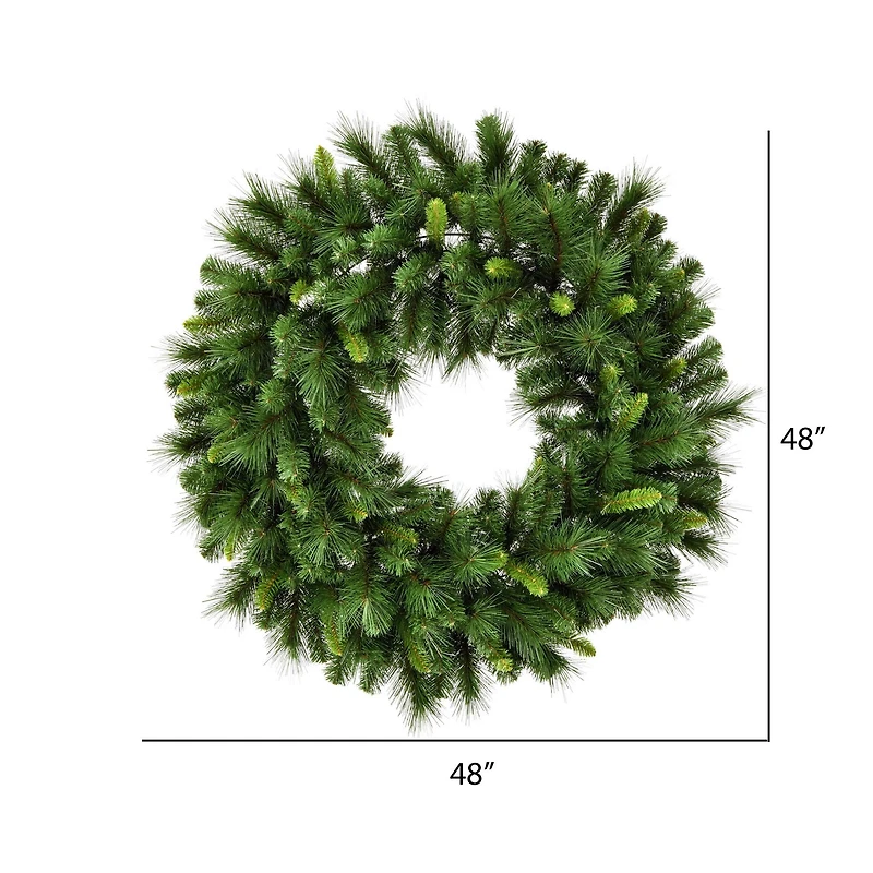 48" Unlit Bangor Mixed Pine Artificial Christmas Wreath
