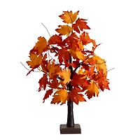 2ft. Pre-Lit Bright Autumn Maple Artificial Fall Tree with 24 Warm White LED Lights and Detachable Base