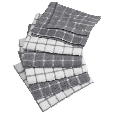 DII® Gray Combo Windowpane Dishcloths, 6ct.
