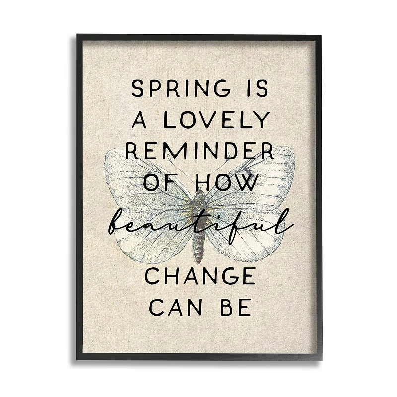Stupell Industries How Beautiful Change Can Be Quote Spring Butterfly Framed Wall Art