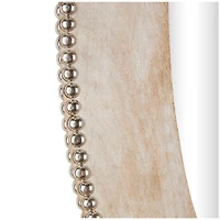 36" Light Brown Wall Mirror with Silver Beaded Outline