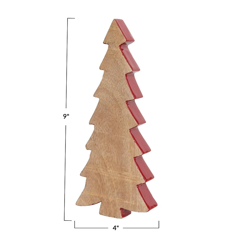 Hello Honey® Mango Wood Christmas Tree with Red Enameled Edge
