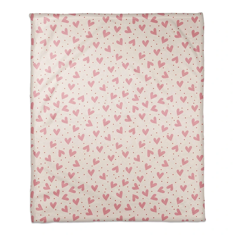 Heart Polka Pattern 50" x 60" Coral Fleece Blanket