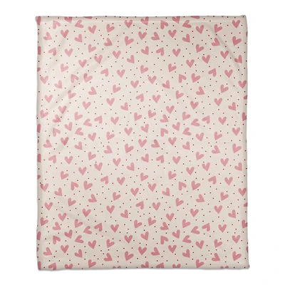 Heart Polka Pattern 50" x 60" Coral Fleece Blanket
