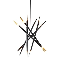 Black Metal 12 Light Chandelier with Suspension Rod 8" x 8" x 62"