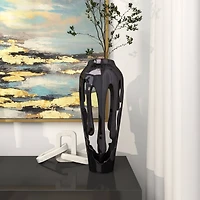 19" Black Aluminum Drip Vase with Melting Designed Body