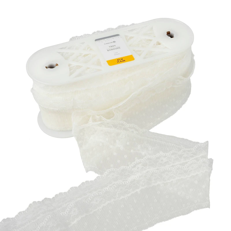 4.5" White Floral Lace Trim by Celebrate It®