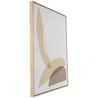 Brown & White Wooden & Fabric Abstract Overlapping Shapes Wall Décor