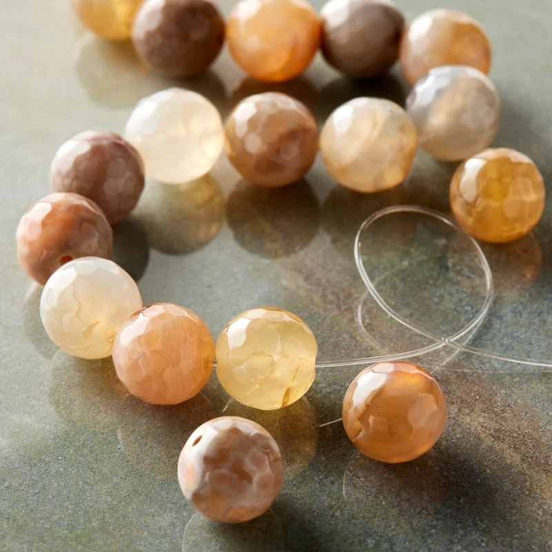 12 Pack: Neutral Mix Agate Round Beads, 10mm by Bead Landing™