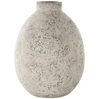 14.25" Beige Ceramic Handmade Antique Style Textured Decorative Vase