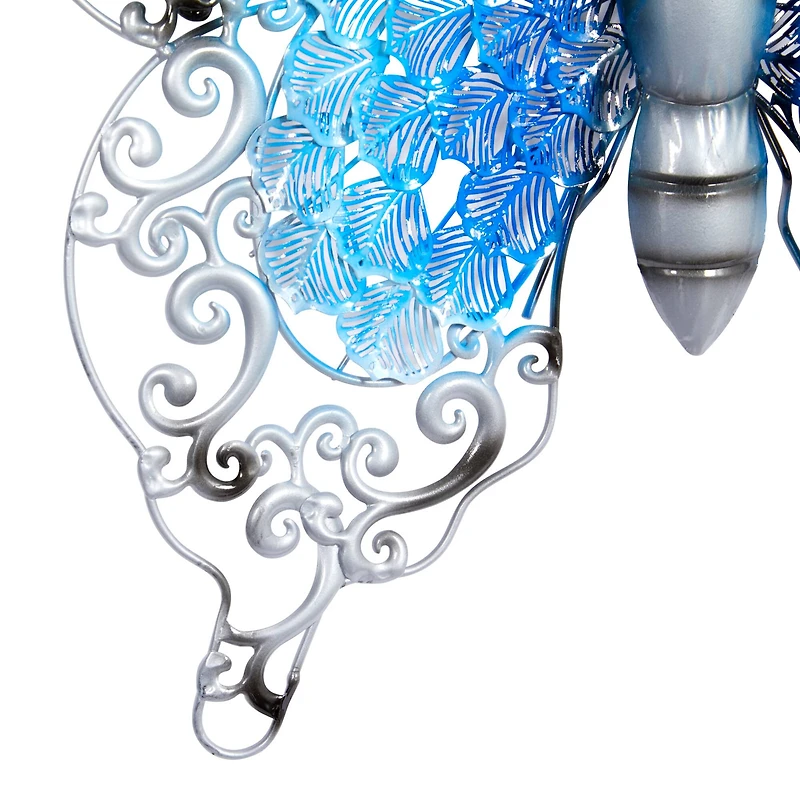 Silver & Blue Butterfly Eclectic Metal Wall Decor