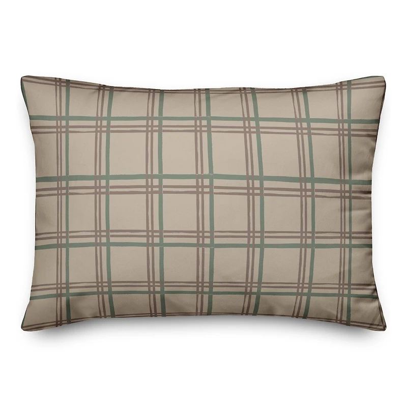 Brown Holiday Plaid Throw Pillow