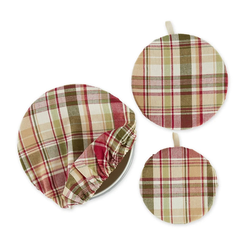 Give Thanks Plaid Woven Dish Cover Set