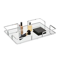 Home Details 15.75" Chrome Modern Square Mirror Vanity Tray