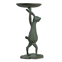 Hello Honey® 10.8" Patina Finish Cast Iron Rabbit Pillar Candle Holder