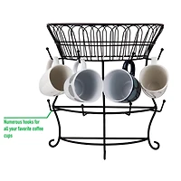 Mind Reader Black Metal Wire Cup Tree Countertop Mug Rack & Coffee Pod Storage