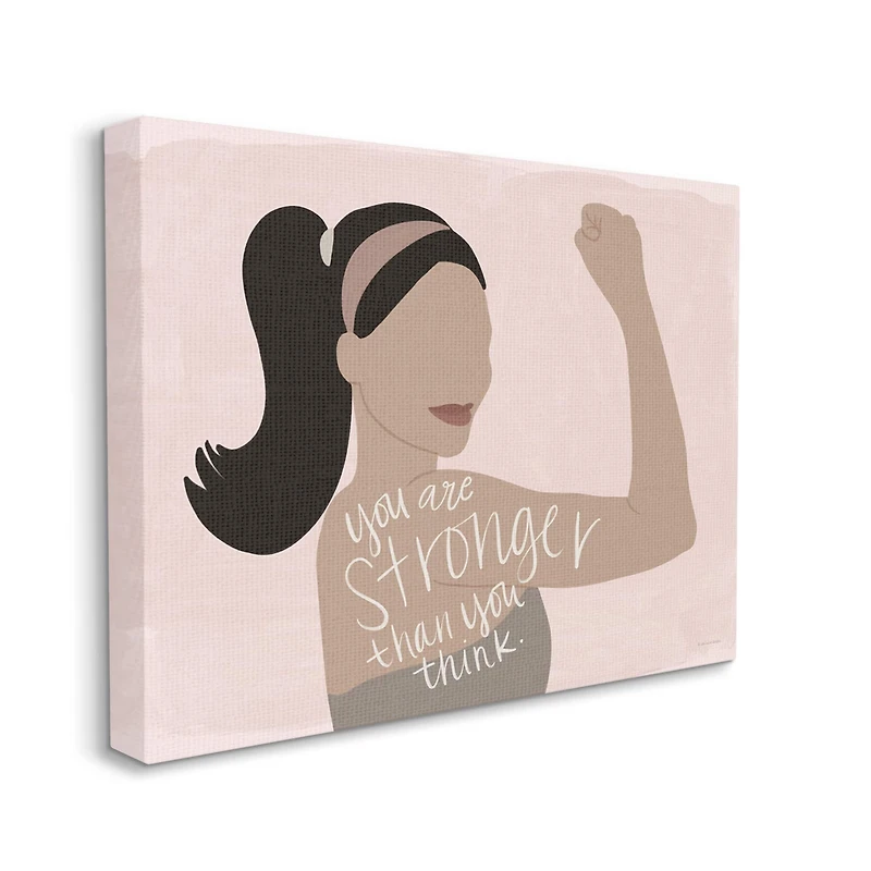 Stupell Industries You're Stronger Than You Think Phrase Motivational Woman Canvas Wall Art