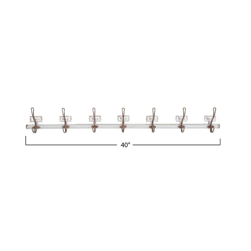 Hello Honey® 40'' Gray Metal Rod with 7 Numbered Wall Hooks