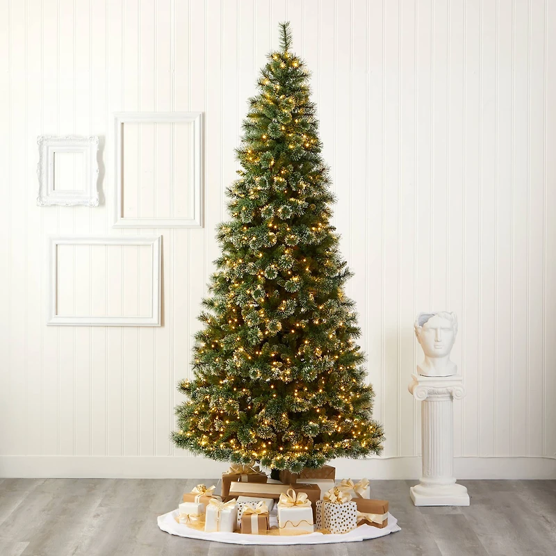 9ft. Pre-Lit Wisconsin Slim Snow Tip Pine Artificial Christmas Tree with Clear LED Lights