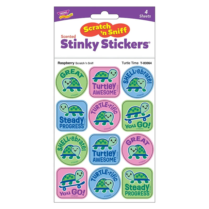 TREND Enterprises® Turtle Time, Raspberry Scent Scratch 'n Sniff Stinky Stickers®, 48 Per Pack, 6 Packs total of 288