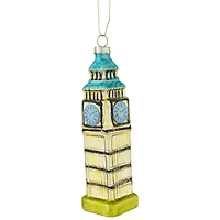 5.5" Golden Big Ben Glittered Glass Christmas Hanging Ornament