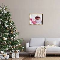 Stupell Industries Gleaming Red Christmas Ornaments Framed Floater Canvas Wall Art