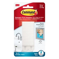 Command™ White Large Bath Picture Hanging Strips
