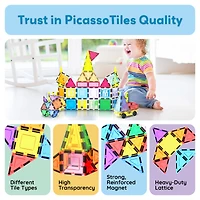 PicassoTiles 61-Piece Magnetic Tile Set with Windows & Doors