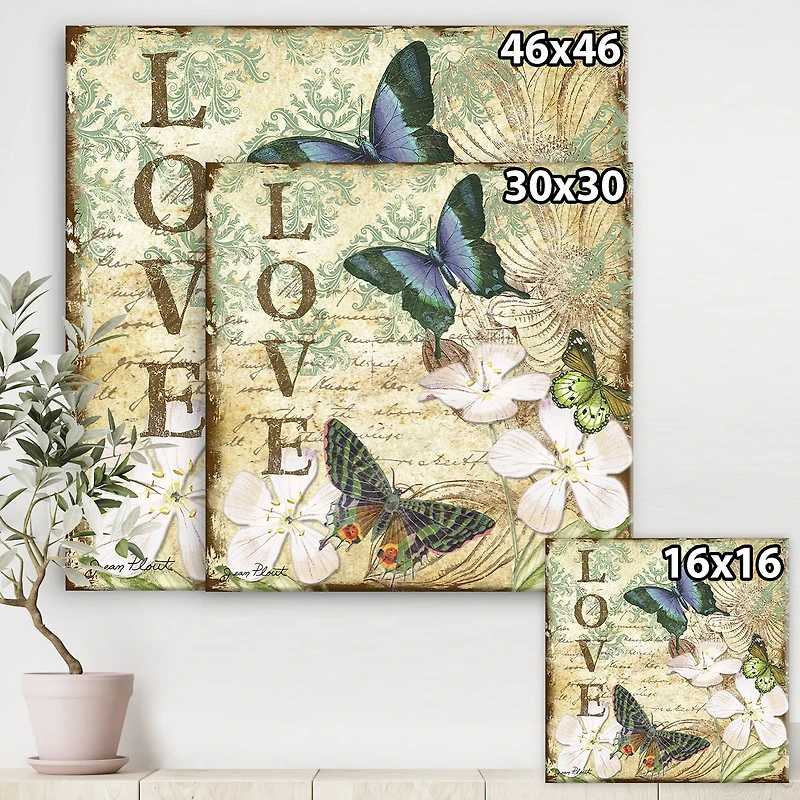 Designart - Inspirational Butterflies Love