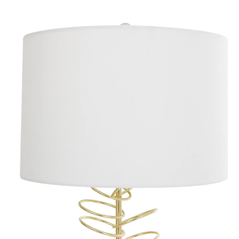 2ft. Gold Metal Abstract Overlapping Ring Accent Lamp with Elevated Square Glass Base