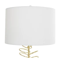 2ft. Gold Metal Abstract Overlapping Ring Accent Lamp with Elevated Square Glass Base