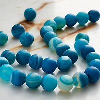 Blue Matte Striped Agate Round Beads, 8mm by Bead Landing™
