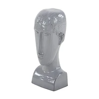 13" Gray Stoneware Man Head Sculpture
