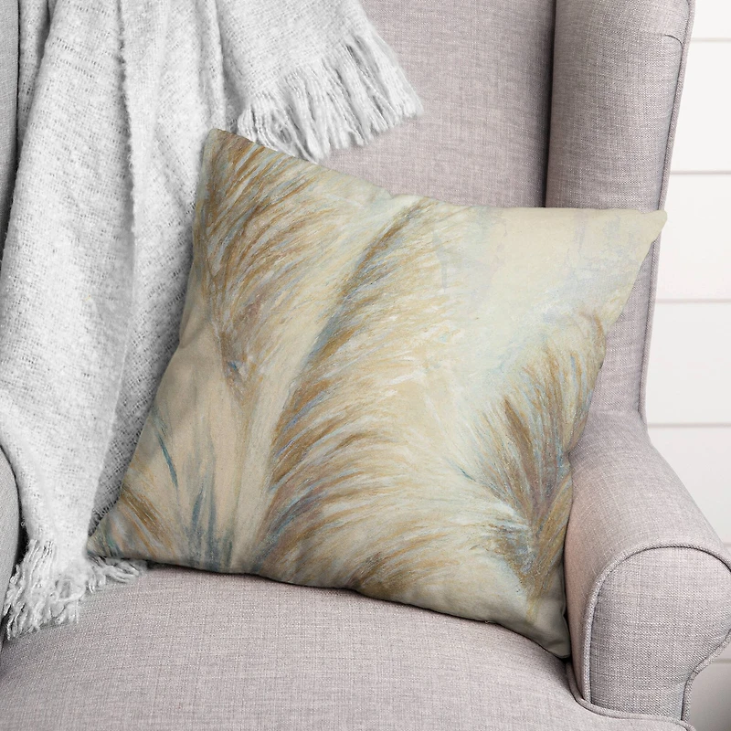 18" Soft Painterly Pampas Grass Indoor/Outdoor Pillow