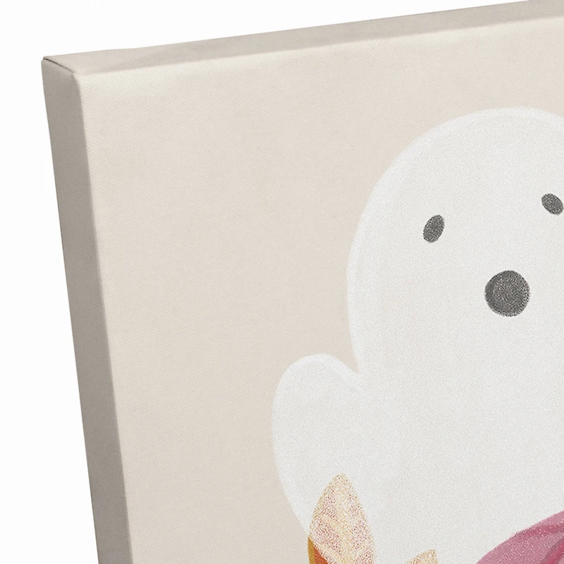 Happy Halloween Whispy Ghost & Jack-O-Lantern Canvas Wall Art