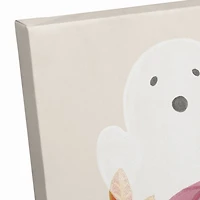 Happy Halloween Whispy Ghost & Jack-O-Lantern Canvas Wall Art