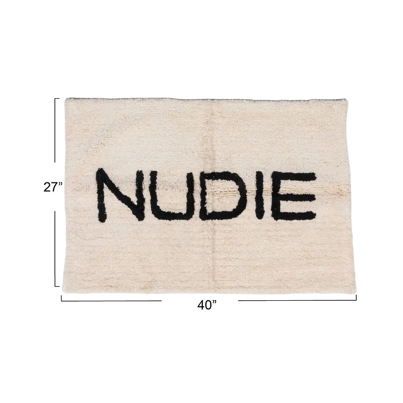 Hello Honey® 40" x 27" White & Black Cotton Tufted Nudie Bath Mat