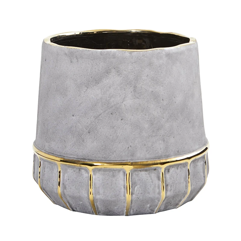 8" Regal Stone Decorative Planter with Gold Accents