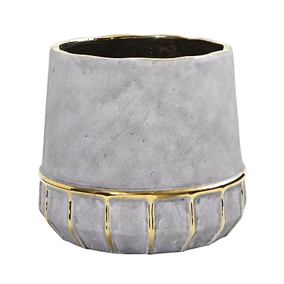 8" Regal Stone Decorative Planter with Gold Accents