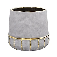8" Regal Stone Decorative Planter with Gold Accents