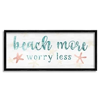 Stupell Industries Beach More Worry Less Nautical Sign Red Starfish Framed Wall Art