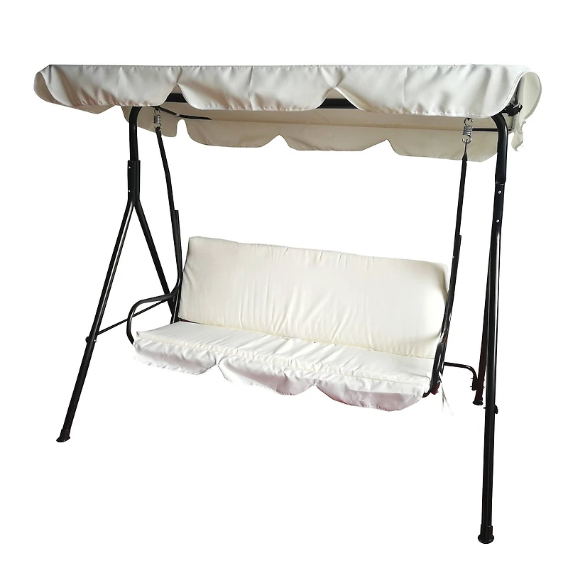 3-Seater Outdoor Patio Swing With Adjustable Canopy