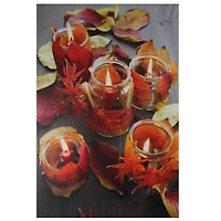 LED Autumn Leaves & Flickering Candles Canvas Wall Art