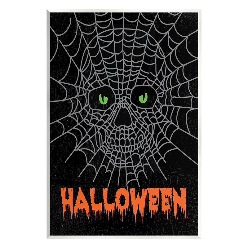Stupell Industries Spooky Halloween Spider Web Skull Wall Plaque Art